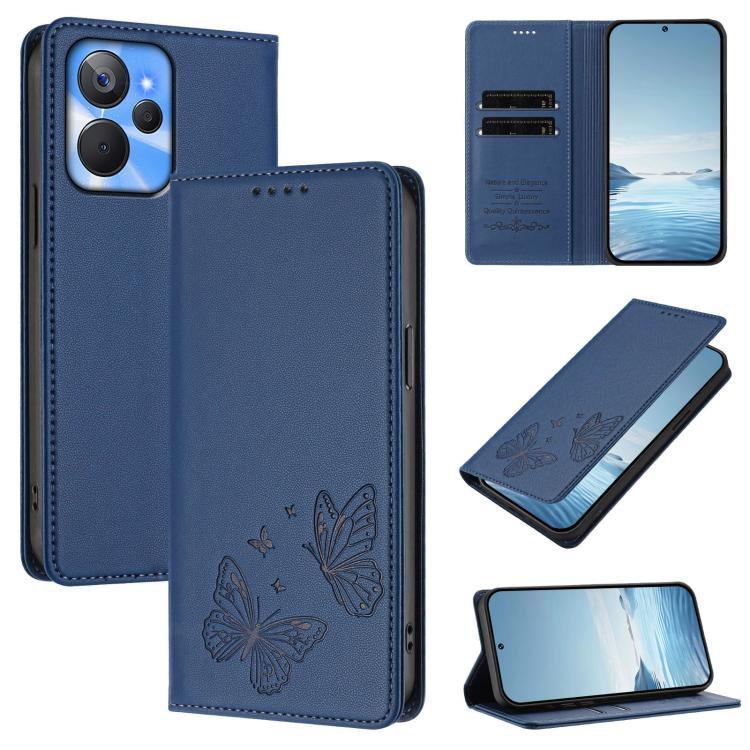 Strong Magnetic Dual Butterfly RFID Vegan Leather Phone Case, For Realme C53 / C53 India / C51 / Note 50, For Realme 11 5G / 11x / C67 5G / Narzo 60x, For Realme 11 4G, For Realme GT5 / GT5 240W, For Realme Narzo 60 Pro, For Realme C65 4G              ...