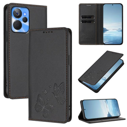 Strong Magnetic Dual Butterfly RFID Vegan Leather Phone Case, For Realme C53 / C53 India / C51 / Note 50, For Realme 11 5G / 11x / C67 5G / Narzo 60x, For Realme 11 4G, For Realme GT5 / GT5 240W, For Realme Narzo 60 Pro, For Realme C65 4G              ...