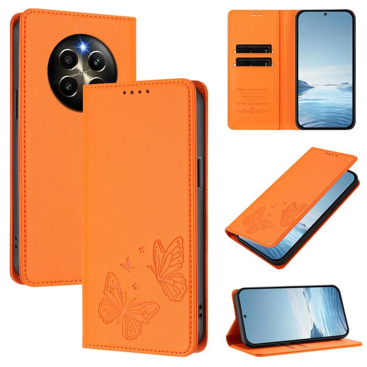 Strong Magnetic Dual Butterfly RFID Vegan Leather Phone Case, For Realme GT7 Pro / GT7 Pro Racing, For Realme C63 5G, For Realme 13 5G / 12 5G / 12x / 12x India, For Realme 13+, For Realme 13 4G / 12 4G / 12+ / Narzo 70 / P1                            ...