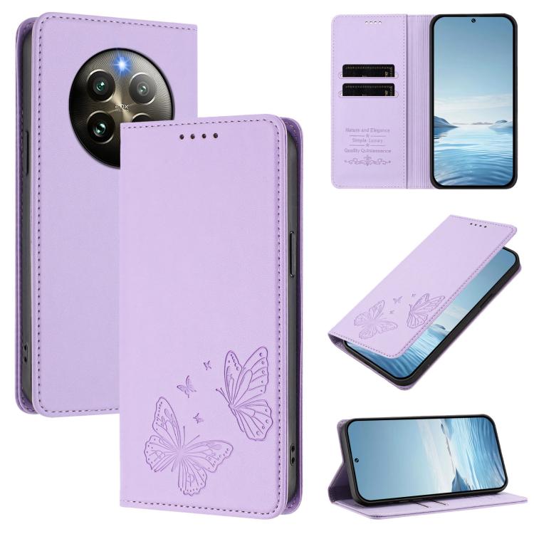 Strong Magnetic Dual Butterfly RFID Vegan Leather Phone Case, For Realme GT7 Pro / GT7 Pro Racing, For Realme C63 5G, For Realme 13 5G / 12 5G / 12x / 12x India, For Realme 13+, For Realme 13 4G / 12 4G / 12+ / Narzo 70 / P1                            ...