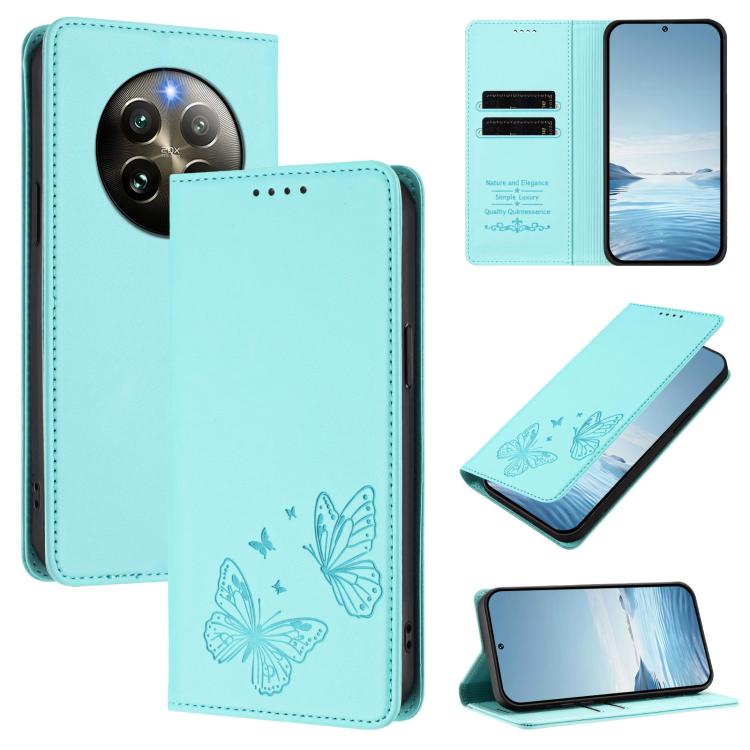 Strong Magnetic Dual Butterfly RFID Vegan Leather Phone Case, For Realme GT7 Pro / GT7 Pro Racing, For Realme C63 5G, For Realme 13 5G / 12 5G / 12x / 12x India, For Realme 13+, For Realme 13 4G / 12 4G / 12+ / Narzo 70 / P1                            ...