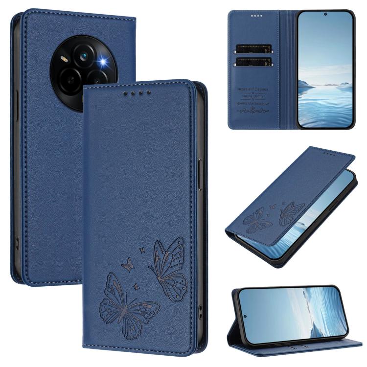 Strong Magnetic Dual Butterfly RFID Vegan Leather Phone Case, For Realme C75 5G / V70 / 14x Global, For Realme 14 Pro 5G India / Narzo 80 Pro, For Realme C75 4G / Narzo 80x / 14x India, For Realme Narzo 80x, For Realme 14 / 14T 5G / P3 5G              ...