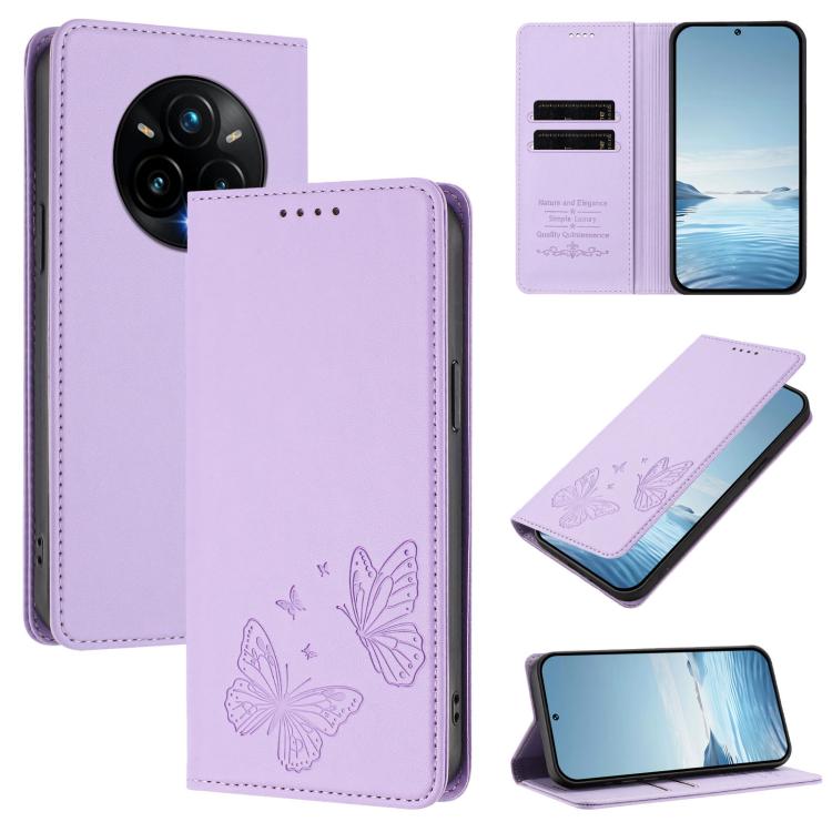 Strong Magnetic Dual Butterfly RFID Vegan Leather Phone Case, For Realme C75 5G / V70 / 14x Global, For Realme 14 Pro 5G India / Narzo 80 Pro, For Realme C75 4G / Narzo 80x / 14x India, For Realme Narzo 80x, For Realme 14 / 14T 5G / P3 5G              ...