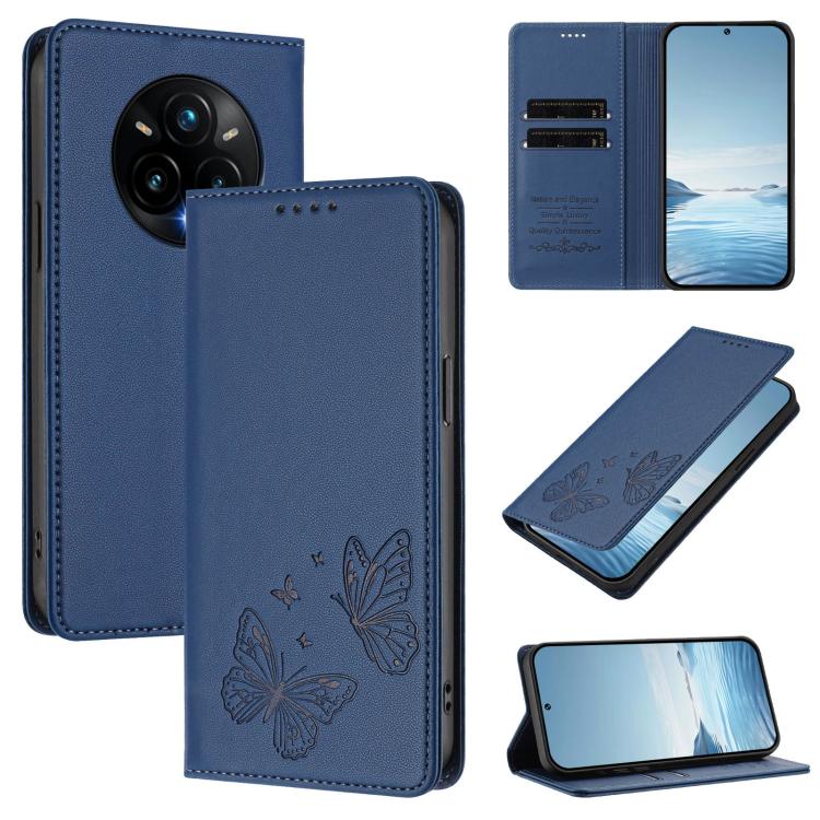 Strong Magnetic Dual Butterfly RFID Vegan Leather Phone Case, For Realme C75 5G / V70 / 14x Global, For Realme 14 Pro 5G India / Narzo 80 Pro, For Realme C75 4G / Narzo 80x / 14x India, For Realme Narzo 80x, For Realme 14 / 14T 5G / P3 5G              ...