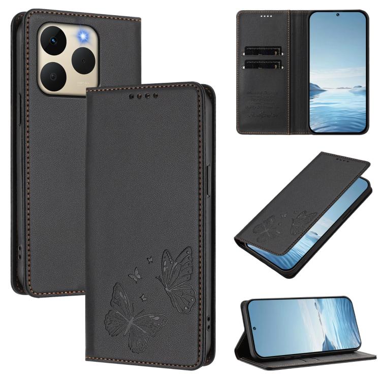 Strong Magnetic Dual Butterfly RFID Vegan Leather Phone Case, For Realme C71 India / Note 70 / Narzo 7T 4G, For Realme C85 Pro 4G, For Realme P4 Pro 5G, For Realme P4 5G, For Realme 15T 5G, For Realme C63 4G / C61 / C61 India / Note 60                 ...