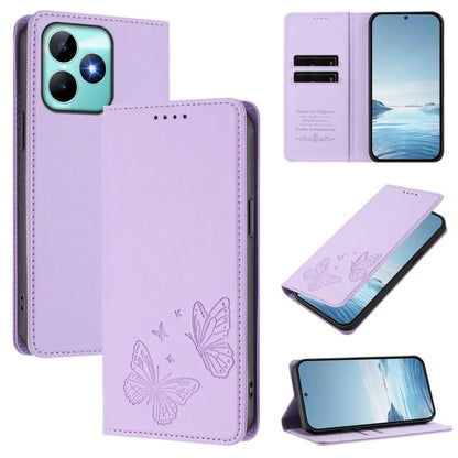 Strong Magnetic Dual Butterfly RFID Vegan Leather Phone Case, For Realme C53 / C53 India / C51 / Note 50, For Realme 11 5G / 11x / C67 5G / Narzo 60x, For Realme 11 4G, For Realme GT5 / GT5 240W, For Realme Narzo 60 Pro, For Realme C65 4G              ...