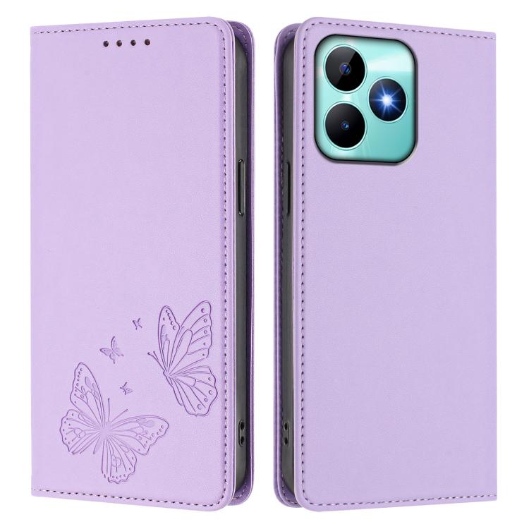 Strong Magnetic Dual Butterfly RFID Vegan Leather Phone Case, For Realme C53 / C53 India / C51 / Note 50, For Realme 11 5G / 11x / C67 5G / Narzo 60x, For Realme 11 4G, For Realme GT5 / GT5 240W, For Realme Narzo 60 Pro, For Realme C65 4G              ...