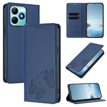 Strong Magnetic Dual Butterfly RFID Vegan Leather Phone Case, For Realme C53 / C53 India / C51 / Note 50, For Realme 11 5G / 11x / C67 5G / Narzo 60x, For Realme 11 4G, For Realme GT5 / GT5 240W, For Realme Narzo 60 Pro, For Realme C65 4G              ...