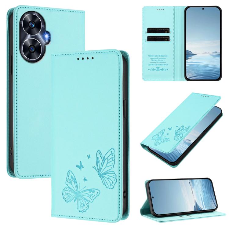 Strong Magnetic Dual Butterfly RFID Vegan Leather Phone Case, For Realme C53 / C53 India / C51 / Note 50, For Realme 11 5G / 11x / C67 5G / Narzo 60x, For Realme 11 4G, For Realme GT5 / GT5 240W, For Realme Narzo 60 Pro, For Realme C65 4G              ...