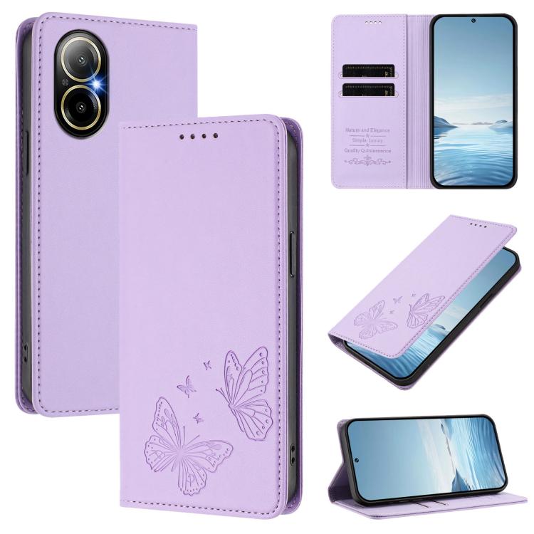 Strong Magnetic Dual Butterfly RFID Vegan Leather Phone Case, For Realme GT7 Pro / GT7 Pro Racing, For Realme C63 5G, For Realme 13 5G / 12 5G / 12x / 12x India, For Realme 13+, For Realme 13 4G / 12 4G / 12+ / Narzo 70 / P1                            ...