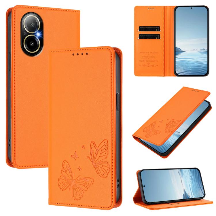 Strong Magnetic Dual Butterfly RFID Vegan Leather Phone Case, For Realme GT7 Pro / GT7 Pro Racing, For Realme C63 5G, For Realme 13 5G / 12 5G / 12x / 12x India, For Realme 13+, For Realme 13 4G / 12 4G / 12+ / Narzo 70 / P1                            ...