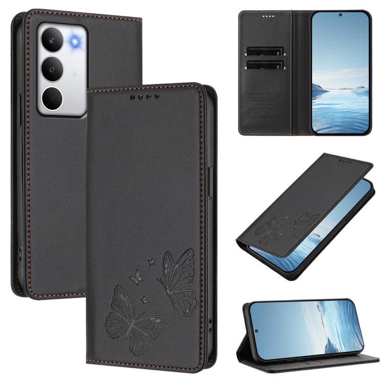 Strong Magnetic Dual Butterfly RFID Vegan Leather Phone Case, For Realme C71 India / Note 70 / Narzo 7T 4G, For Realme C85 Pro 4G, For Realme P4 Pro 5G, For Realme P4 5G, For Realme 15T 5G, For Realme C63 4G / C61 / C61 India / Note 60                 ...