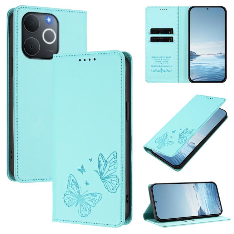 Strong Magnetic Dual Butterfly RFID Vegan Leather Phone Case, For Realme C71 India / Note 70 / Narzo 7T 4G, For Realme C85 Pro 4G, For Realme P4 Pro 5G, For Realme P4 5G, For Realme 15T 5G, For Realme C63 4G / C61 / C61 India / Note 60                 ...