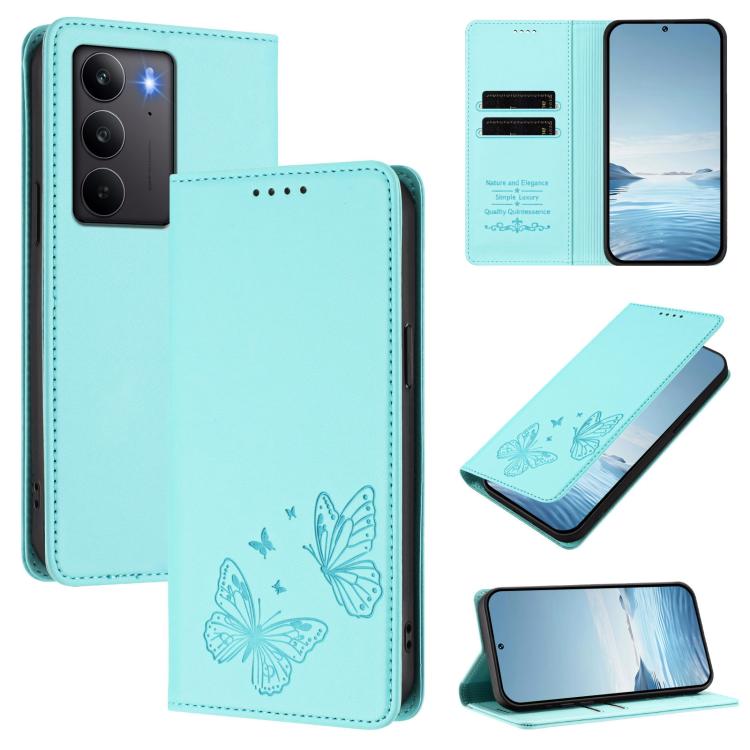 Strong Magnetic Dual Butterfly RFID Vegan Leather Phone Case, For Realme C75 5G / V70 / 14x Global, For Realme 14 Pro 5G India / Narzo 80 Pro, For Realme C75 4G / Narzo 80x / 14x India, For Realme Narzo 80x, For Realme 14 / 14T 5G / P3 5G              ...