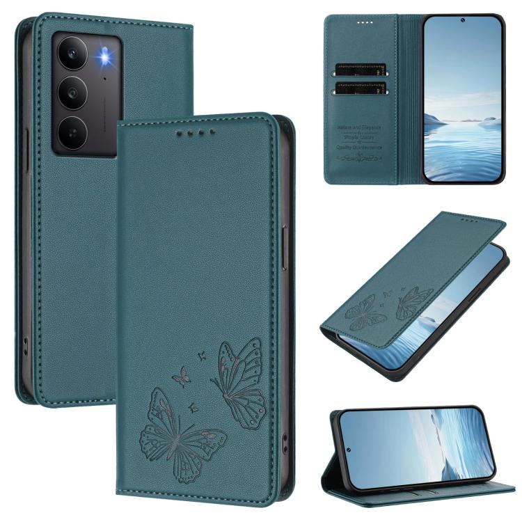 Strong Magnetic Dual Butterfly RFID Vegan Leather Phone Case, For Realme C75 5G / V70 / 14x Global, For Realme 14 Pro 5G India / Narzo 80 Pro, For Realme C75 4G / Narzo 80x / 14x India, For Realme Narzo 80x, For Realme 14 / 14T 5G / P3 5G              ...