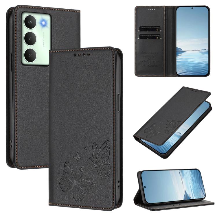 Strong Magnetic Dual Butterfly RFID Vegan Leather Phone Case, For Realme C75 5G / V70 / 14x Global, For Realme 14 Pro 5G India / Narzo 80 Pro, For Realme C75 4G / Narzo 80x / 14x India, For Realme Narzo 80x, For Realme 14 / 14T 5G / P3 5G              ...