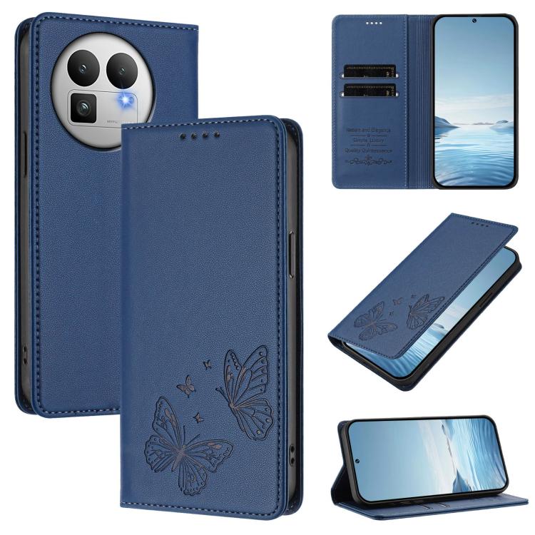 Strong Magnetic Dual Butterfly RFID Vegan Leather Phone Case, For Realme 16T 5G, For Realme C85 5G / C83 5G / 15x 5G India, For Realme P4 Power 5G, For Realme Note 80 4G, For Realme 16 5G, For Realme 16 Pro+ 5G, For Realme 16 Pro 5G                    ...