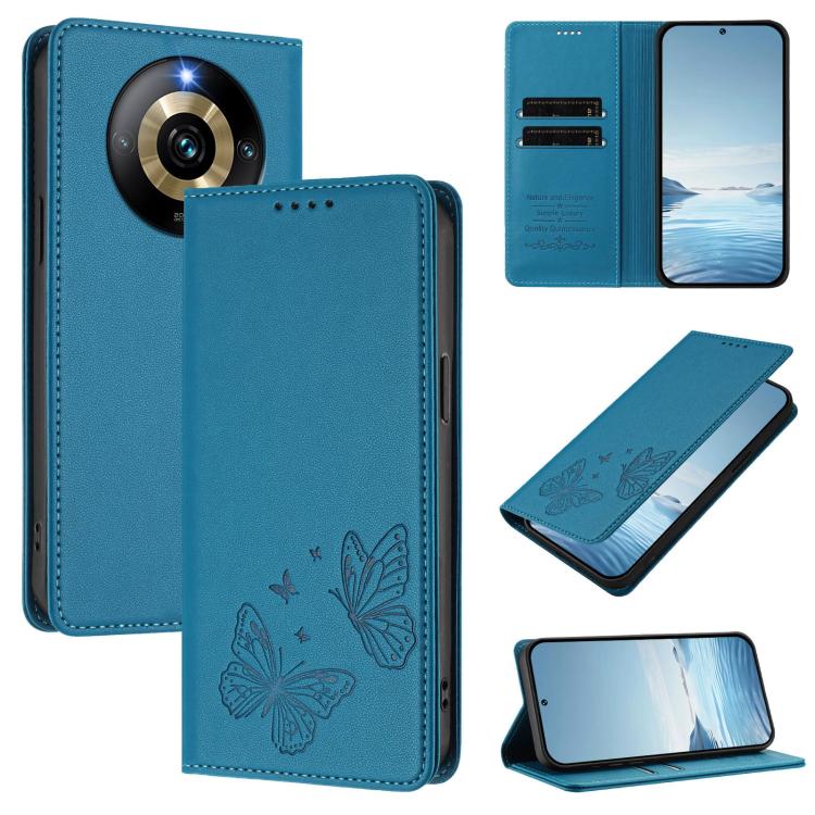 Strong Magnetic Dual Butterfly RFID Vegan Leather Phone Case, For Realme C53 / C53 India / C51 / Note 50, For Realme 11 5G / 11x / C67 5G / Narzo 60x, For Realme 11 4G, For Realme GT5 / GT5 240W, For Realme Narzo 60 Pro, For Realme C65 4G              ...