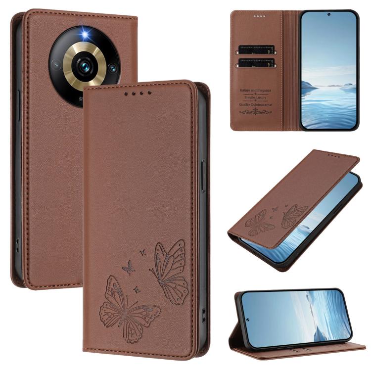 Strong Magnetic Dual Butterfly RFID Vegan Leather Phone Case, For Realme C53 / C53 India / C51 / Note 50, For Realme 11 5G / 11x / C67 5G / Narzo 60x, For Realme 11 4G, For Realme GT5 / GT5 240W, For Realme Narzo 60 Pro, For Realme C65 4G              ...