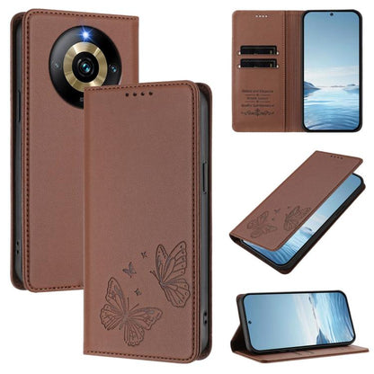 Strong Magnetic Dual Butterfly RFID Vegan Leather Phone Case, For Realme C53 / C53 India / C51 / Note 50, For Realme 11 5G / 11x / C67 5G / Narzo 60x, For Realme 11 4G, For Realme GT5 / GT5 240W, For Realme Narzo 60 Pro, For Realme C65 4G              ...
