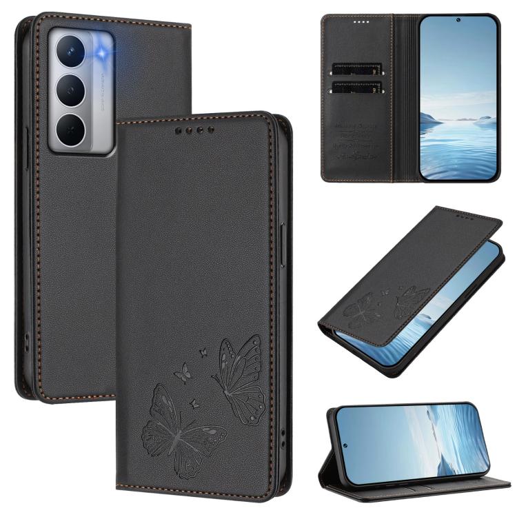 Strong Magnetic Dual Butterfly RFID Vegan Leather Phone Case, For Realme C75 5G / V70 / 14x Global, For Realme 14 Pro 5G India / Narzo 80 Pro, For Realme C75 4G / Narzo 80x / 14x India, For Realme Narzo 80x, For Realme 14 / 14T 5G / P3 5G              ...