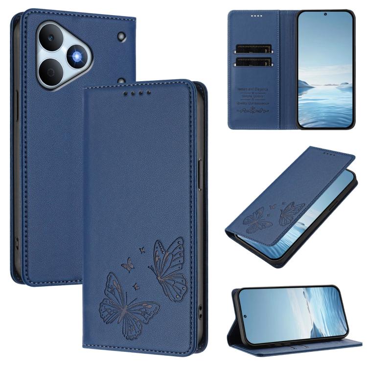 Strong Magnetic Dual Butterfly RFID Vegan Leather Phone Case, For Realme 16T 5G, For Realme C85 5G / C83 5G / 15x 5G India, For Realme P4 Power 5G, For Realme Note 80 4G, For Realme 16 5G, For Realme 16 Pro+ 5G, For Realme 16 Pro 5G                    ...