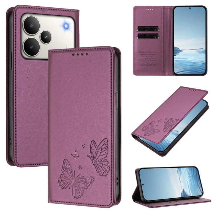 Strong Magnetic Dual Butterfly RFID Vegan Leather Phone Case, For Realme C71 India / Note 70 / Narzo 7T 4G, For Realme C85 Pro 4G, For Realme P4 Pro 5G, For Realme P4 5G, For Realme 15T 5G, For Realme C63 4G / C61 / C61 India / Note 60                 ...