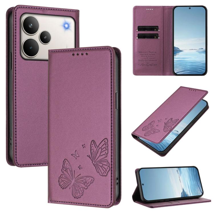 Strong Magnetic Dual Butterfly RFID Vegan Leather Phone Case, For Realme C71 India / Note 70 / Narzo 7T 4G, For Realme C85 Pro 4G, For Realme P4 Pro 5G, For Realme P4 5G, For Realme 15T 5G, For Realme C63 4G / C61 / C61 India / Note 60                 ...