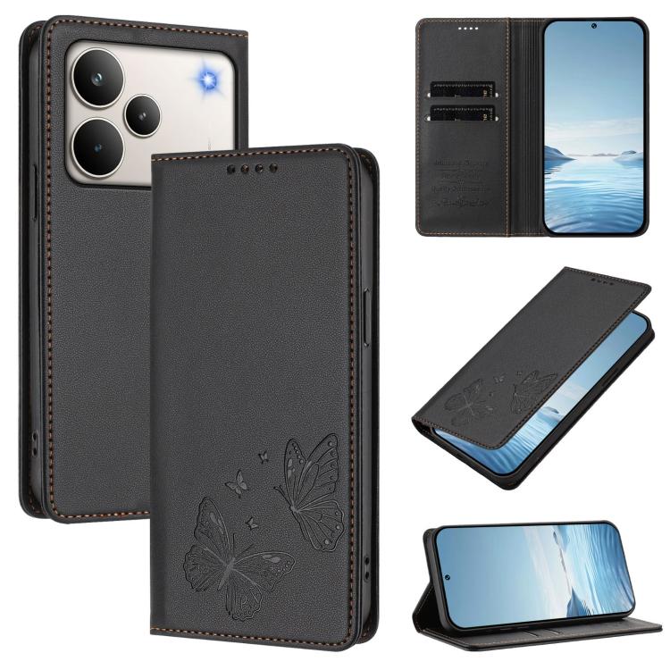 Strong Magnetic Dual Butterfly RFID Vegan Leather Phone Case, For Realme C71 India / Note 70 / Narzo 7T 4G, For Realme C85 Pro 4G, For Realme P4 Pro 5G, For Realme P4 5G, For Realme 15T 5G, For Realme C63 4G / C61 / C61 India / Note 60                 ...