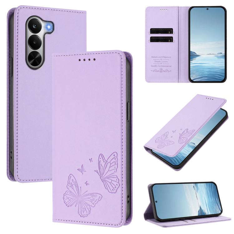 Strong Magnetic Dual Butterfly RFID Vegan Leather Phone Case, For Realme 16T 5G, For Realme C85 5G / C83 5G / 15x 5G India, For Realme P4 Power 5G, For Realme Note 80 4G, For Realme 16 5G, For Realme 16 Pro+ 5G, For Realme 16 Pro 5G                    ...