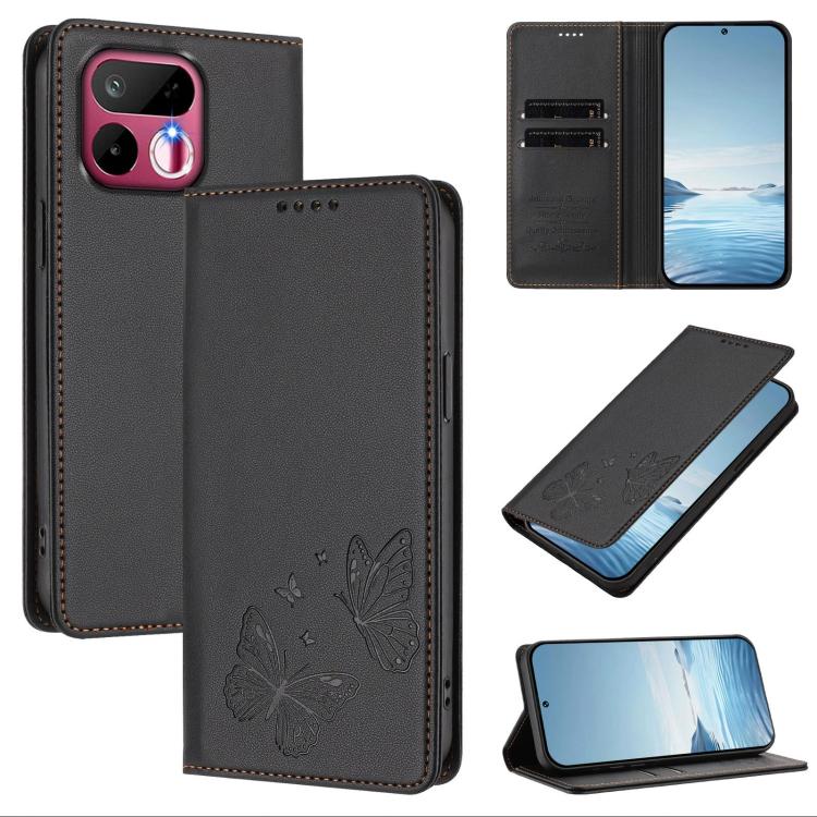 Strong Magnetic Dual Butterfly RFID Vegan Leather Phone Case, For Realme 16T 5G, For Realme C85 5G / C83 5G / 15x 5G India, For Realme P4 Power 5G, For Realme Note 80 4G, For Realme 16 5G, For Realme 16 Pro+ 5G, For Realme 16 Pro 5G                    ...