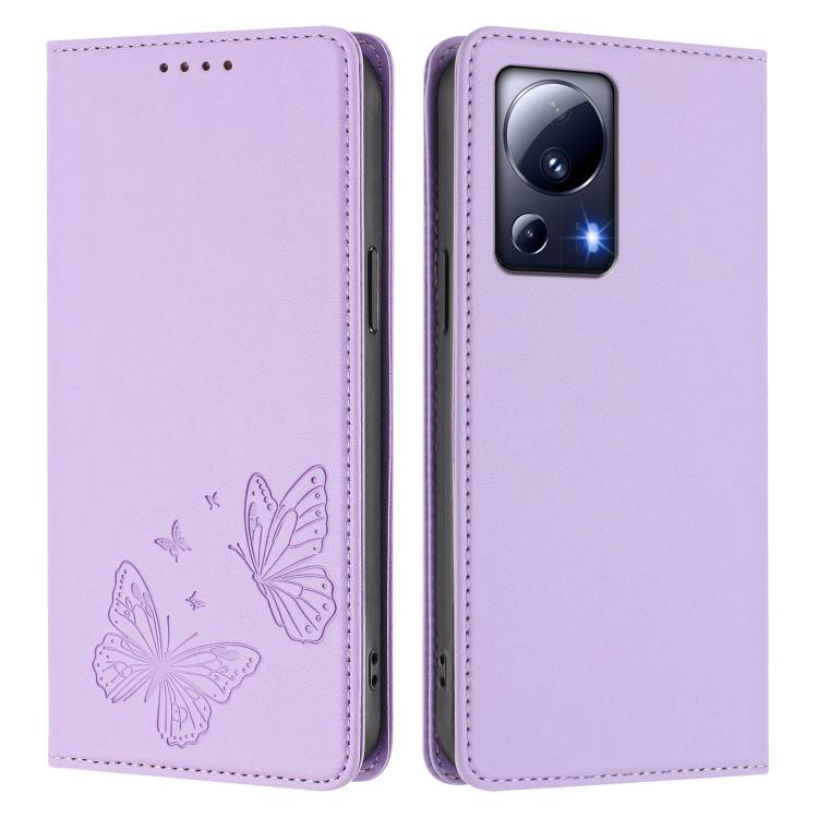 Strong Magnetic Dual Butterfly RFID Vegan Leather Phone Case, For Xiaomi 13 Lite / Civi 2