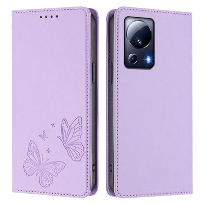 Strong Magnetic Dual Butterfly RFID Vegan Leather Phone Case, For Xiaomi 13 Lite / Civi 2