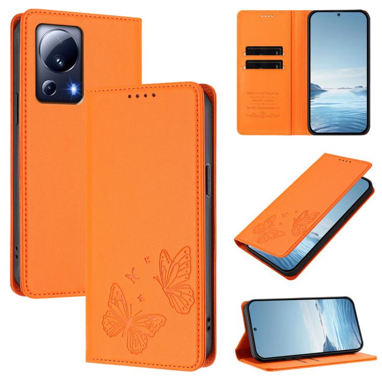 Strong Magnetic Dual Butterfly RFID Vegan Leather Phone Case, For Xiaomi 13 Lite / Civi 2