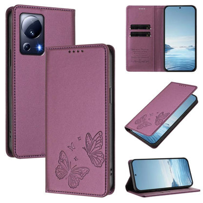 Strong Magnetic Dual Butterfly RFID Vegan Leather Phone Case, For Xiaomi 13 Lite / Civi 2
