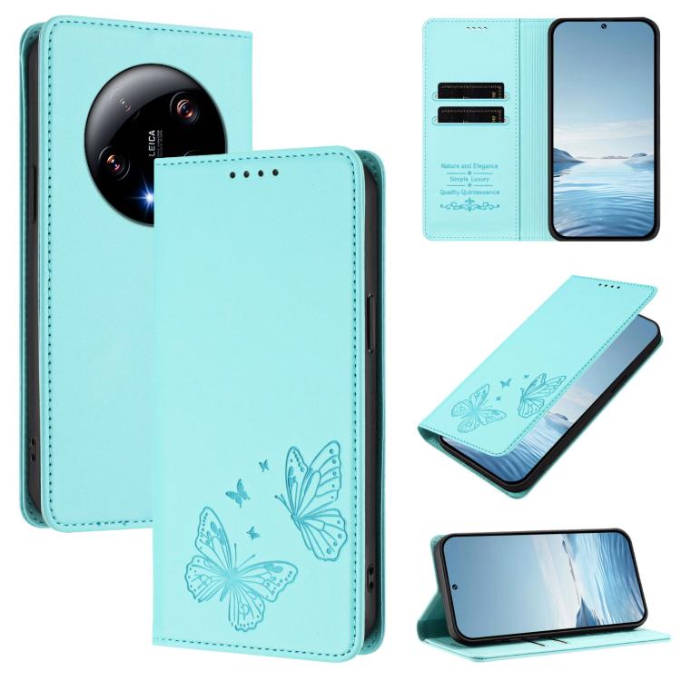 Strong Magnetic Dual Butterfly RFID Vegan Leather Phone Case, For Xiaomi Poco F6 Pro / Redmi K70 / K70 Pro, For Xiaomi Poco X6 Neo, For Xiaomi Poco X6 Pro, For Xiaomi 14 Ultra, For Xiaomi 14 Pro, For Xiaomi 14, For Xiaomi 13T / 13T Pro / Redmi K60 Ultr...