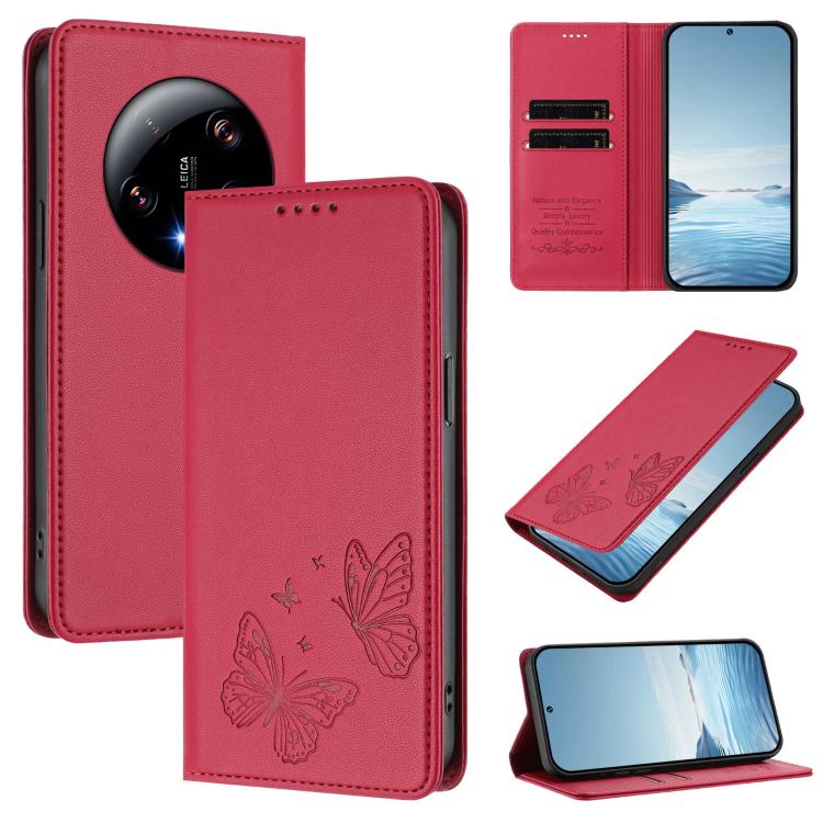 Strong Magnetic Dual Butterfly RFID Vegan Leather Phone Case, For Xiaomi Poco F6 Pro / Redmi K70 / K70 Pro, For Xiaomi Poco X6 Neo, For Xiaomi Poco X6 Pro, For Xiaomi 14 Ultra, For Xiaomi 14 Pro, For Xiaomi 14, For Xiaomi 13T / 13T Pro / Redmi K60 Ultr...