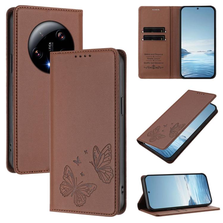Strong Magnetic Dual Butterfly RFID Vegan Leather Phone Case, For Xiaomi Poco F6 Pro / Redmi K70 / K70 Pro, For Xiaomi Poco X6 Neo, For Xiaomi Poco X6 Pro, For Xiaomi 14 Ultra, For Xiaomi 14 Pro, For Xiaomi 14, For Xiaomi 13T / 13T Pro / Redmi K60 Ultr...