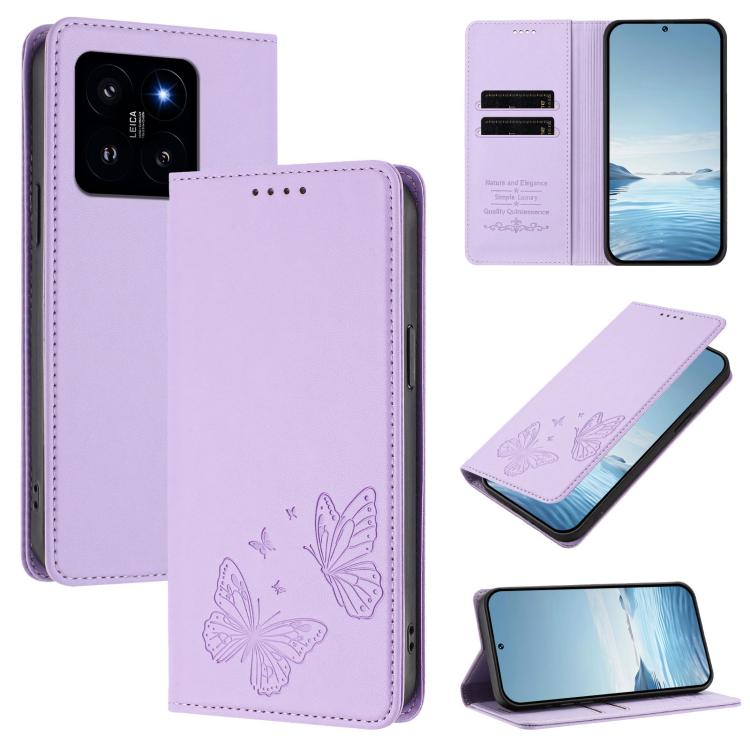 Strong Magnetic Dual Butterfly RFID Vegan Leather Phone Case, For Xiaomi Poco F6 Pro / Redmi K70 / K70 Pro, For Xiaomi Poco X6 Neo, For Xiaomi Poco X6 Pro, For Xiaomi 14 Ultra, For Xiaomi 14 Pro, For Xiaomi 14, For Xiaomi 13T / 13T Pro / Redmi K60 Ultr...