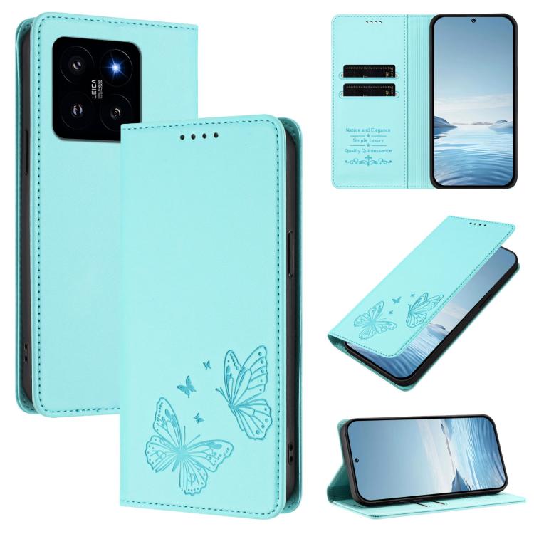 Strong Magnetic Dual Butterfly RFID Vegan Leather Phone Case, For Xiaomi Poco F6 Pro / Redmi K70 / K70 Pro, For Xiaomi Poco X6 Neo, For Xiaomi Poco X6 Pro, For Xiaomi 14 Ultra, For Xiaomi 14 Pro, For Xiaomi 14, For Xiaomi 13T / 13T Pro / Redmi K60 Ultr...