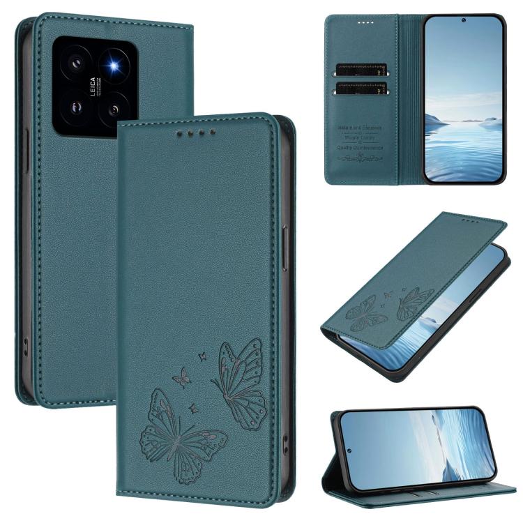 Strong Magnetic Dual Butterfly RFID Vegan Leather Phone Case, For Xiaomi Poco F6 Pro / Redmi K70 / K70 Pro, For Xiaomi Poco X6 Neo, For Xiaomi Poco X6 Pro, For Xiaomi 14 Ultra, For Xiaomi 14 Pro, For Xiaomi 14, For Xiaomi 13T / 13T Pro / Redmi K60 Ultr...