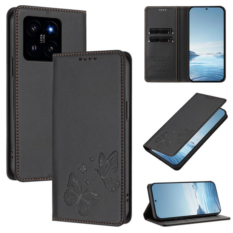 Strong Magnetic Dual Butterfly RFID Vegan Leather Phone Case, For Xiaomi Poco F6 Pro / Redmi K70 / K70 Pro, For Xiaomi Poco X6 Neo, For Xiaomi Poco X6 Pro, For Xiaomi 14 Ultra, For Xiaomi 14 Pro, For Xiaomi 14, For Xiaomi 13T / 13T Pro / Redmi K60 Ultr...