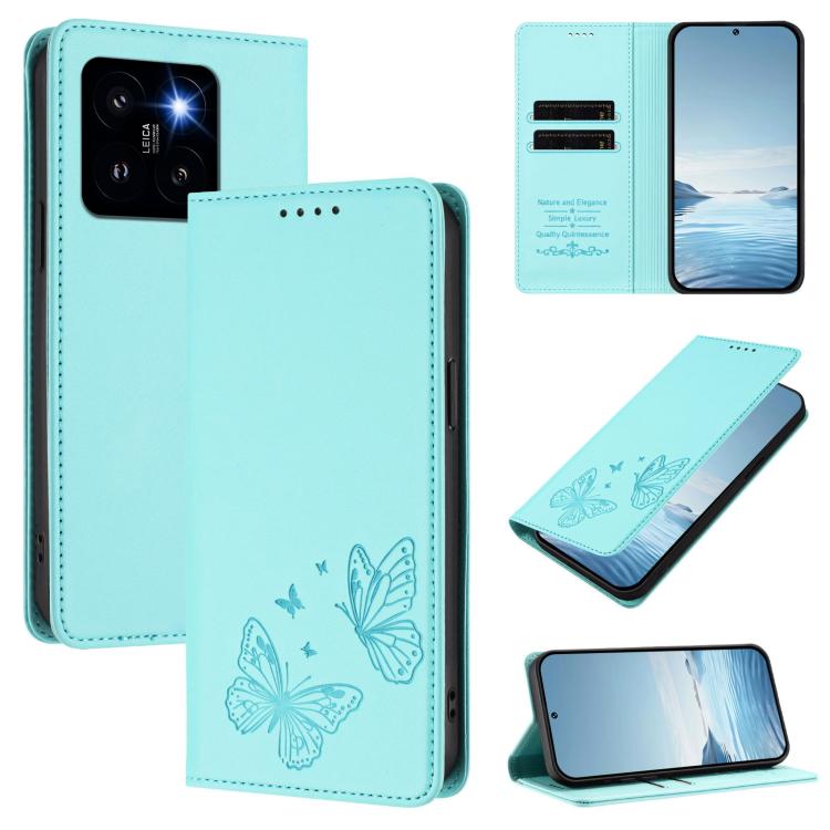 Strong Magnetic Dual Butterfly RFID Vegan Leather Phone Case, For Xiaomi Poco F6 Pro / Redmi K70 / K70 Pro, For Xiaomi Poco X6 Neo, For Xiaomi Poco X6 Pro, For Xiaomi 14 Ultra, For Xiaomi 14 Pro, For Xiaomi 14, For Xiaomi 13T / 13T Pro / Redmi K60 Ultr...
