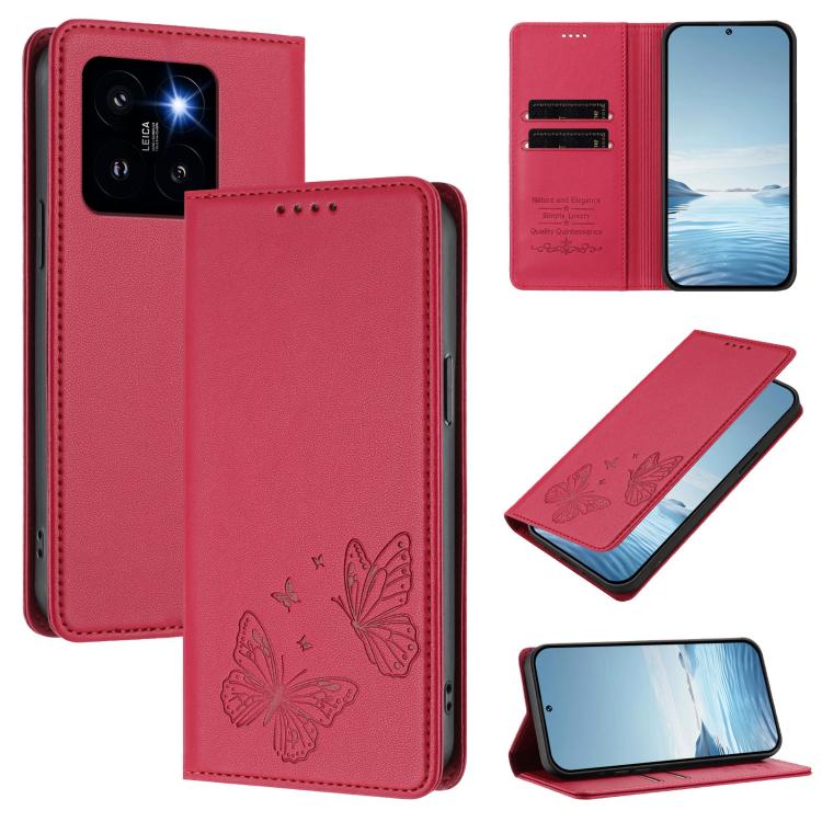 Strong Magnetic Dual Butterfly RFID Vegan Leather Phone Case, For Xiaomi Poco F6 Pro / Redmi K70 / K70 Pro, For Xiaomi Poco X6 Neo, For Xiaomi Poco X6 Pro, For Xiaomi 14 Ultra, For Xiaomi 14 Pro, For Xiaomi 14, For Xiaomi 13T / 13T Pro / Redmi K60 Ultr...