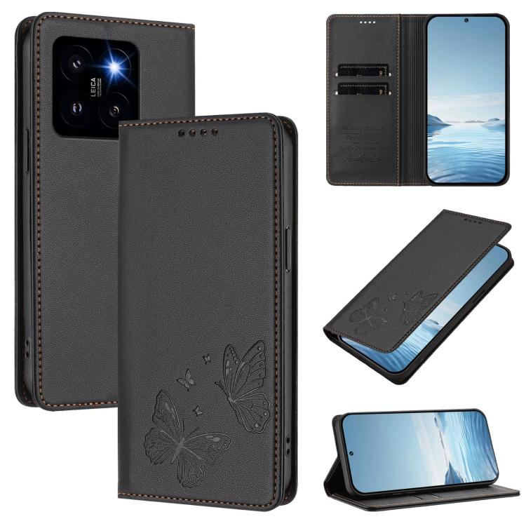 Strong Magnetic Dual Butterfly RFID Vegan Leather Phone Case, For Xiaomi Poco F6 Pro / Redmi K70 / K70 Pro, For Xiaomi Poco X6 Neo, For Xiaomi Poco X6 Pro, For Xiaomi 14 Ultra, For Xiaomi 14 Pro, For Xiaomi 14, For Xiaomi 13T / 13T Pro / Redmi K60 Ultr...