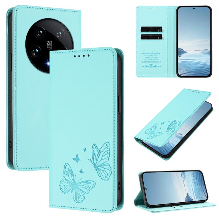 Strong Magnetic Dual Butterfly RFID Vegan Leather Phone Case, For Xiaomi Poco F6 Pro / Redmi K70 / K70 Pro, For Xiaomi Poco X6 Neo, For Xiaomi Poco X6 Pro, For Xiaomi 14 Ultra, For Xiaomi 14 Pro, For Xiaomi 14, For Xiaomi 13T / 13T Pro / Redmi K60 Ultr...