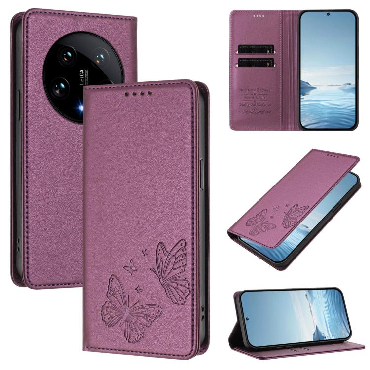 Strong Magnetic Dual Butterfly RFID Vegan Leather Phone Case, For Xiaomi Poco F6 Pro / Redmi K70 / K70 Pro, For Xiaomi Poco X6 Neo, For Xiaomi Poco X6 Pro, For Xiaomi 14 Ultra, For Xiaomi 14 Pro, For Xiaomi 14, For Xiaomi 13T / 13T Pro / Redmi K60 Ultr...