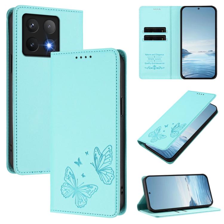 Strong Magnetic Dual Butterfly RFID Vegan Leather Phone Case, For Xiaomi Poco X7 5G / Redmi Note 14 Pro 5G, For Xiaomi 15 Ultra, For Xiaomi Poco X7 Pro 5G, For Xiaomi Poco M7 Pro 5G / Redmi Note 14 5G, For Xiaomi 15 Pro, For Xiaomi 15, For Xiaomi 14T P...