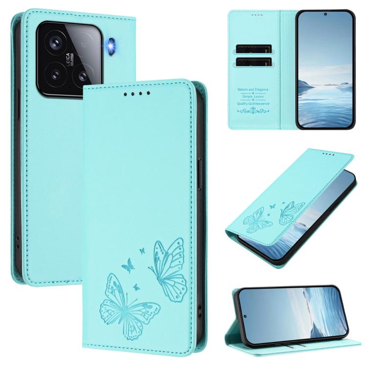 Strong Magnetic Dual Butterfly RFID Vegan Leather Phone Case, For Xiaomi Poco X7 5G / Redmi Note 14 Pro 5G, For Xiaomi 15 Ultra, For Xiaomi Poco X7 Pro 5G, For Xiaomi Poco M7 Pro 5G / Redmi Note 14 5G, For Xiaomi 15 Pro, For Xiaomi 15, For Xiaomi 14T P...