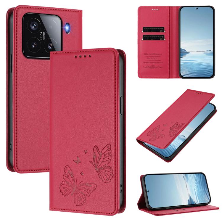 Strong Magnetic Dual Butterfly RFID Vegan Leather Phone Case, For Xiaomi Poco X7 5G / Redmi Note 14 Pro 5G, For Xiaomi 15 Ultra, For Xiaomi Poco X7 Pro 5G, For Xiaomi Poco M7 Pro 5G / Redmi Note 14 5G, For Xiaomi 15 Pro, For Xiaomi 15, For Xiaomi 14T P...